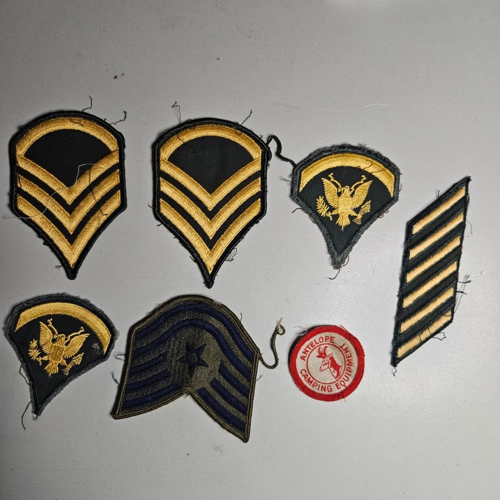 Vintage US Military Rank Insignia Patch Lot Army Air Force Chevrons 8pc